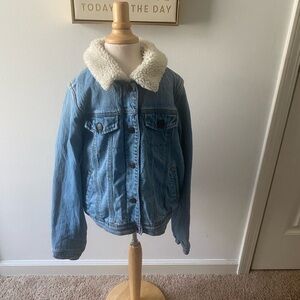 Cat & Jack Blue Jean Jacket with Cream Collar